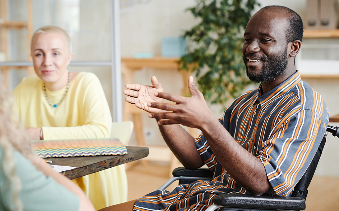 Picture of African American man in wheelchair