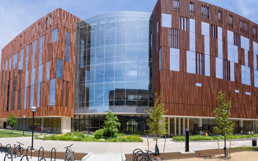 The Biological Sciences Building on a sunny afternoon