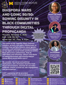 Flyer for "Diaspora Wars and Going 50/50"