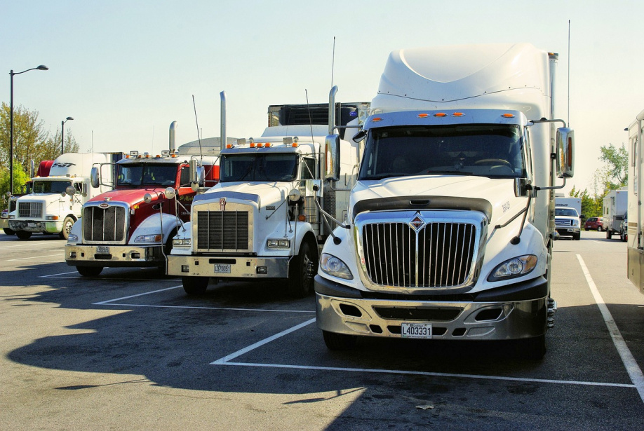 trucks parked in a row