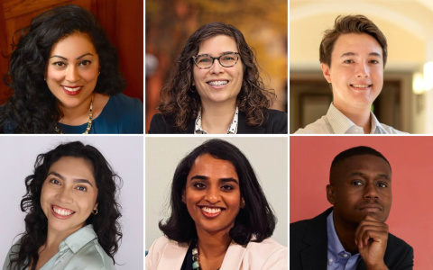 Headshots of Shobita Parthasarathy, Molly Kleinman, Trevor Odelberg, Divya Ramesh, Annabella Vidrio, and Melvin Washington II